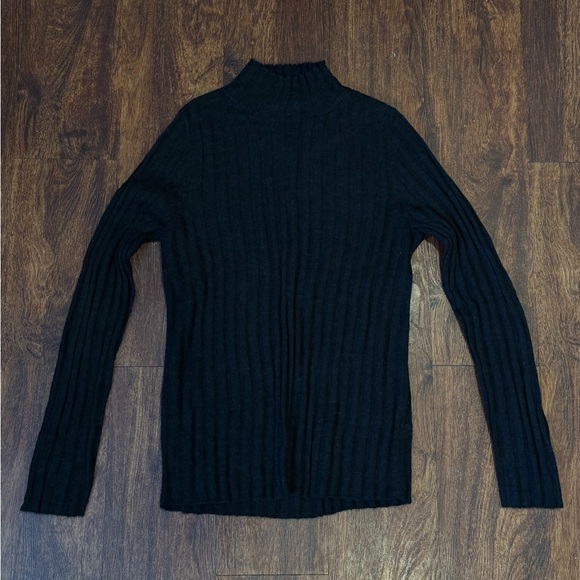 Madewell Sweaters - Semi-Sheer Black Ribbed Mockneck Sweater